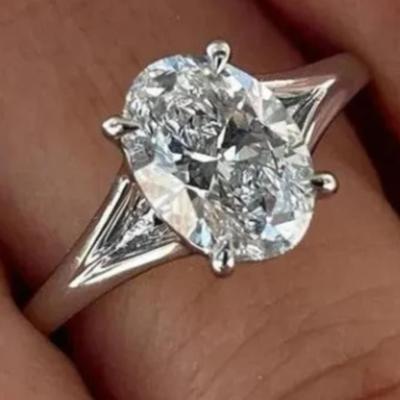 925 Silver Oval Cut Moissanite Ring
