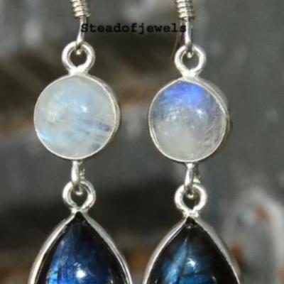 Moonstone & Labradorite Drop Earrings
