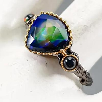 Natural Black Opal Ring