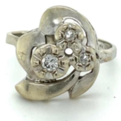 Vintage 14k Gold White Diamond Statement Ring