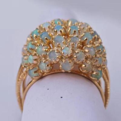 Vintage Opal Cluster Ring 18k