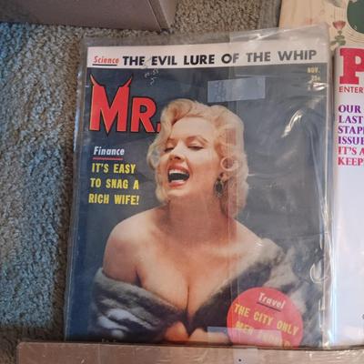 *MYSTERY* STORAGE TOTE FULL OF COLLECTIBLE PAPERS (COMICS, PLAYBOYS, ARTWORK, BASEBALL CARDS AND SO MUCH MORE