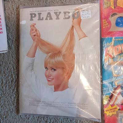 *MYSTERY* STORAGE TOTE FULL OF COLLECTIBLE PAPERS (COMICS, PLAYBOYS, ARTWORK, BASEBALL CARDS AND SO MUCH MORE