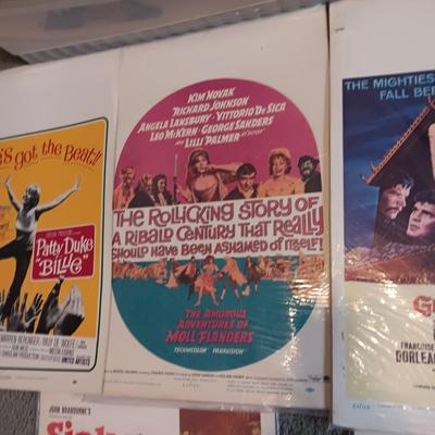 *MYSTERY* STORAGE TOTE HALF FULL OF MOVIE THEATRE WINDOW CARDS
