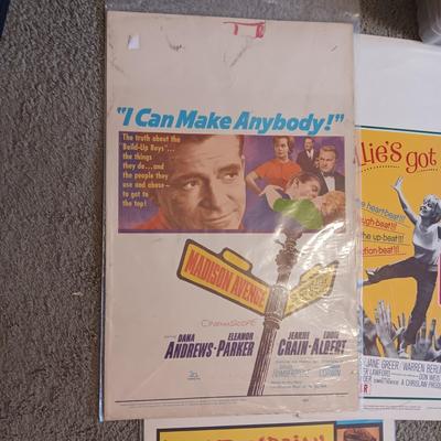 *MYSTERY* STORAGE TOTE HALF FULL OF MOVIE THEATRE WINDOW CARDS