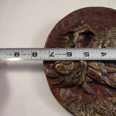 'Buffalo Hunt' by Gregory Perillo First Edition Roman Bronze Collector Plate- Approx 7 3/8" in Diameter- Number 1818/2500...