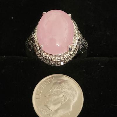 PINK JADEITE CABOCHON RING