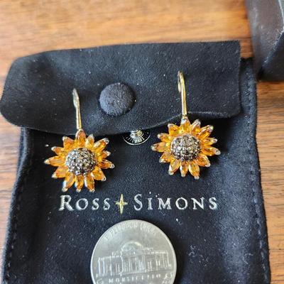 Citrine sunflower earrings - NEW in Box