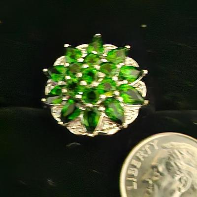 Chrome Diopside with diamonds ring