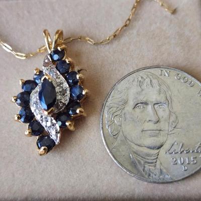 Sapphire and diamonds 14kt setting