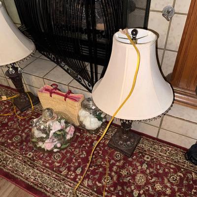 FIREPLACE AND MANTLE CONTENTS - RUG INCLUDED