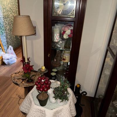 GRANDFATHER CLOCK AND TABLES LOT