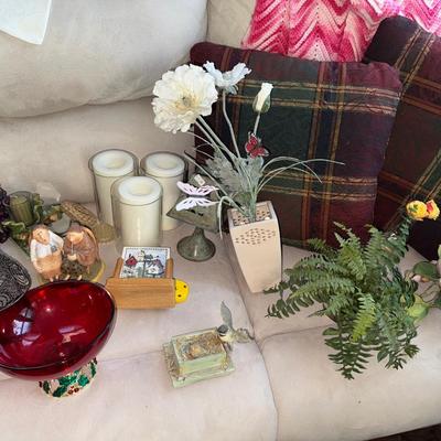 BEIGE SOFA AND CONTENTS