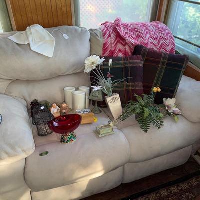 BEIGE SOFA AND CONTENTS