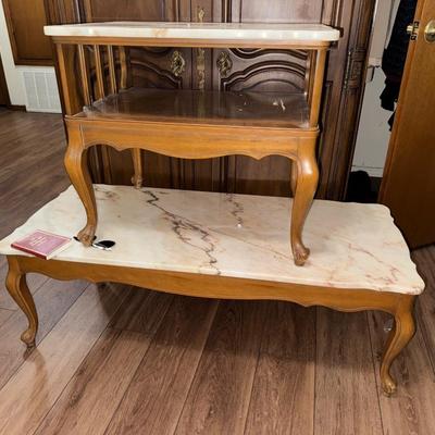 MATCHING MARBLE TABLE PAIR