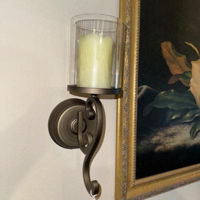 FLOWER PICTURE WITH WALL CANDLES