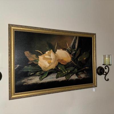 FLOWER PICTURE WITH WALL CANDLES