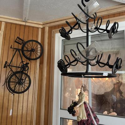 HANGING BICYCLE, WIND CHIME, GLASSES