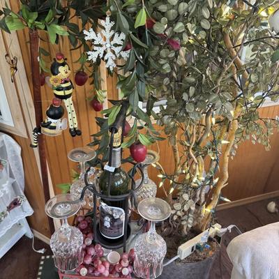 ARTIFICIAL TREE, WINE RACK LOT