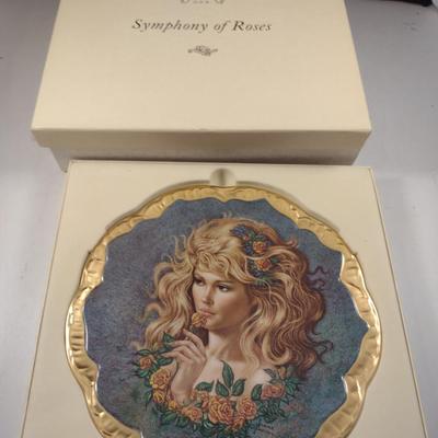 Pair of Collector's Plates Female and Floral Designs- Original Boxes Included