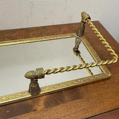 Late 20th Century Hollywood Regency Stylebuilt Rope Tassel Glass Vanity Tray