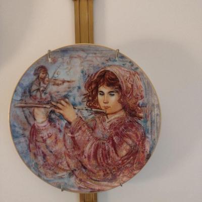 Collection of Edna Hibel Collector's Plates with Wall Hangers- Set of Four