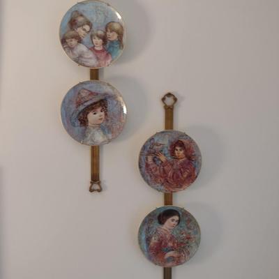 Collection of Edna Hibel Collector's Plates with Wall Hangers- Set of Four