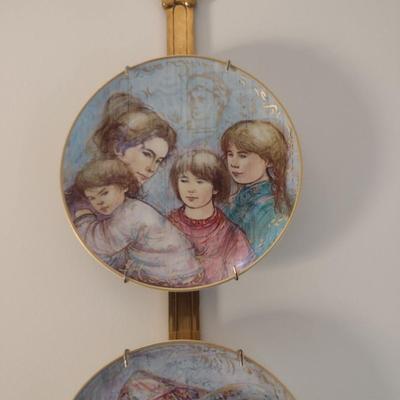 Collection of Edna Hibel Collector's Plates with Wall Hangers- Set of Four