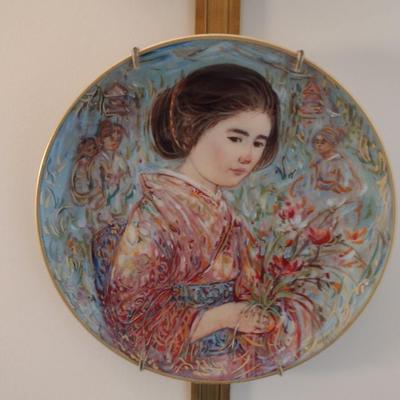 Collection of Edna Hibel Collector's Plates with Wall Hangers- Set of Four