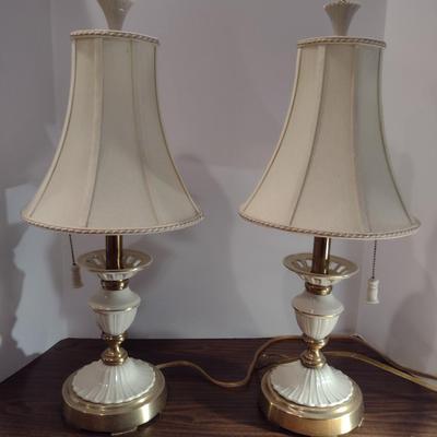 Pair of Lenox Lighting by Quoizel Table Top Lamps with Original Shades- Approx 24" Tall