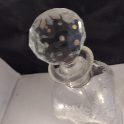 Clear Glass/Crystal Decanter with Stopper- Approx 11" Tall