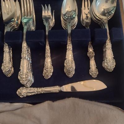Reed & Barton Sterling Silver Flatware Set with Storage Box- 'French Renaissance' Pattern- Approx Total Weight 2,011 Grams