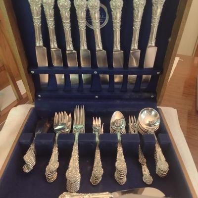 Reed & Barton Sterling Silver Flatware Set with Storage Box- 'French Renaissance' Pattern- Approx Total Weight 2,011 Grams