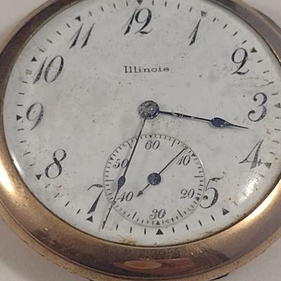 Illinois Watch Co. Solid Gold Case Pocket Watch- 17 Jewels