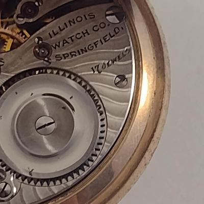 Illinois Watch Co. Solid Gold Case Pocket Watch- 17 Jewels