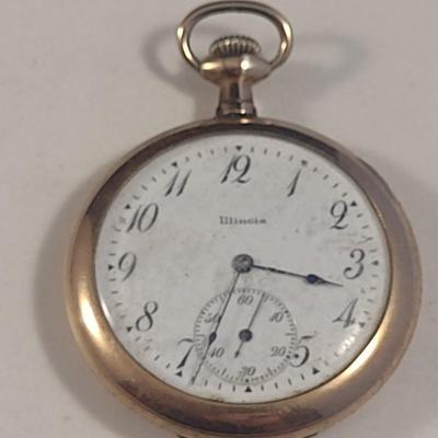 Illinois Watch Co. Solid Gold Case Pocket Watch- 17 Jewels