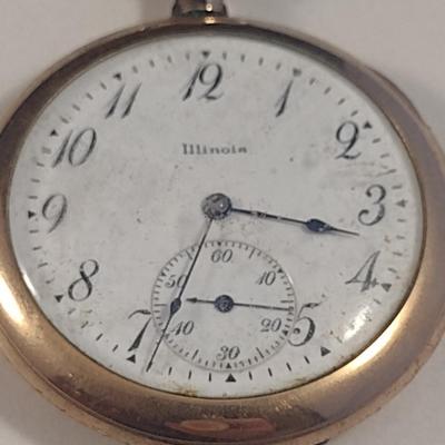 Illinois Watch Co. Solid Gold Case Pocket Watch- 17 Jewels