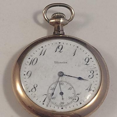 Illinois Watch Co. Solid Gold Case Pocket Watch- 17 Jewels