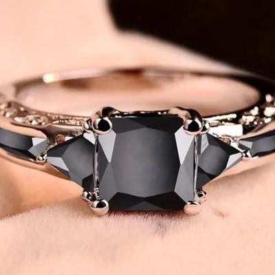Bold Black Zirconia Fashion Ring