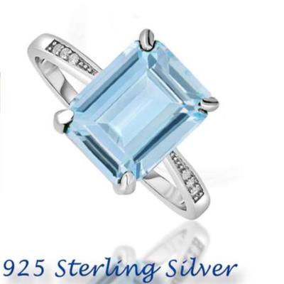 Sterling Aquamarine Colored Fashion Ring