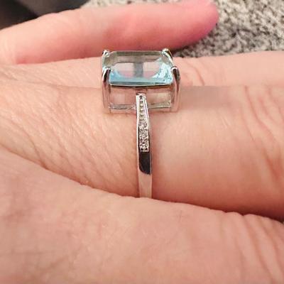 Sterling Aquamarine Colored Fashion Ring