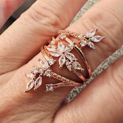 14k Gold Plated Multi Row Fashion Ring