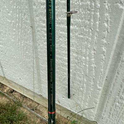 FISHING POLES, REELS AND SECTIONED CABELA'S BOXES