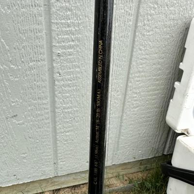 FISHING POLE WITH REEL, SPORTSMAN COOLER AND NEW BBQ UTENSILS