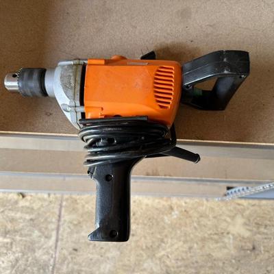 BULLS EYE STUD FINDER, AIR NAILER/STAPLER AND A CORDED POWER DRILL