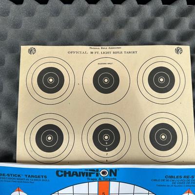 HARD SIDED GUN CASE, GUN REST, EYES AND HEARING PROTECTION, TARGETS AND GAME CALLS