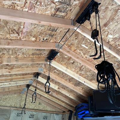 2 BIKE LIFTS/HOISTS FOR EASY STORAGE