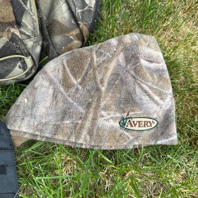 CAMO BACKPACK, LASER LIGHT, CAMO KNIT HAT AND SAFETY GOGGLES
