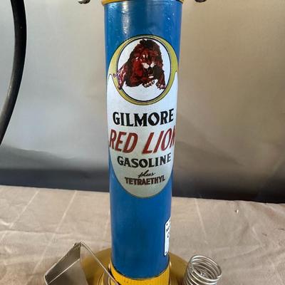 Handmade Tin Gilmore Gasoline Red Lion Model Bank - Gas Station - Air Compressor