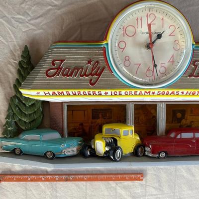 Vintage New Haven Quartz - Coca Cola Family Drive In Wall Clock 1950s